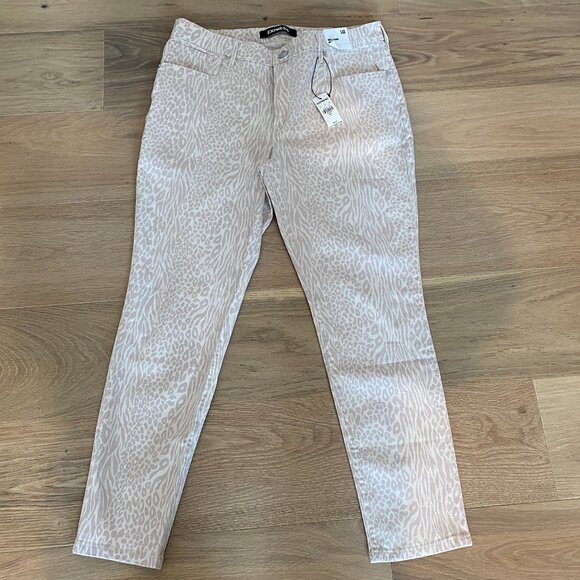 🎉HOST PICK🎉Express Cream and Tan Ankle Legging Mid Rise Size 14 NWT - Picture 1 of 12